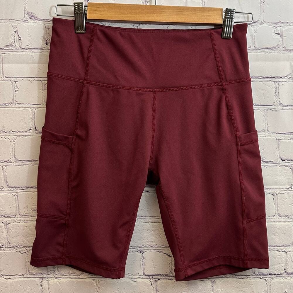 Baleaf Maroon Red Biker Shorts Women's Medium Pockets Athletic Summer